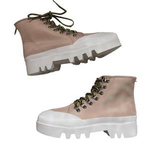 Steve Madden KRISTIANA Lug Sole Boots KHAKI FABRIC